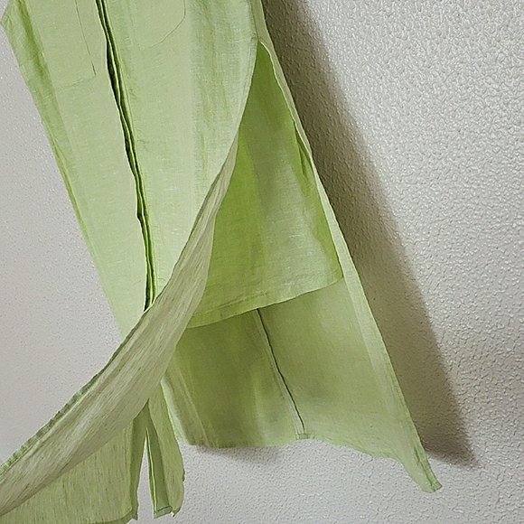 NWT Chico's Lime Green Sleeveless Tunic Top Button Up Linen Organic Lagenlook - Picture 10 of 15